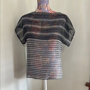 Calvin Klein Black and White Striped Blouse